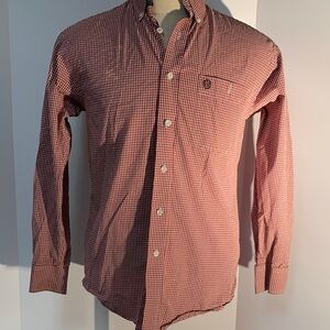 Wrangler Men's Red and White Plaid Shirt